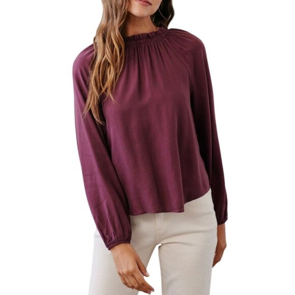 Whimsigoth Fairy Boho Romantic Modern Casual Luxe Blouse Wildberry Bella Dahl SM - Picture 1 of 14